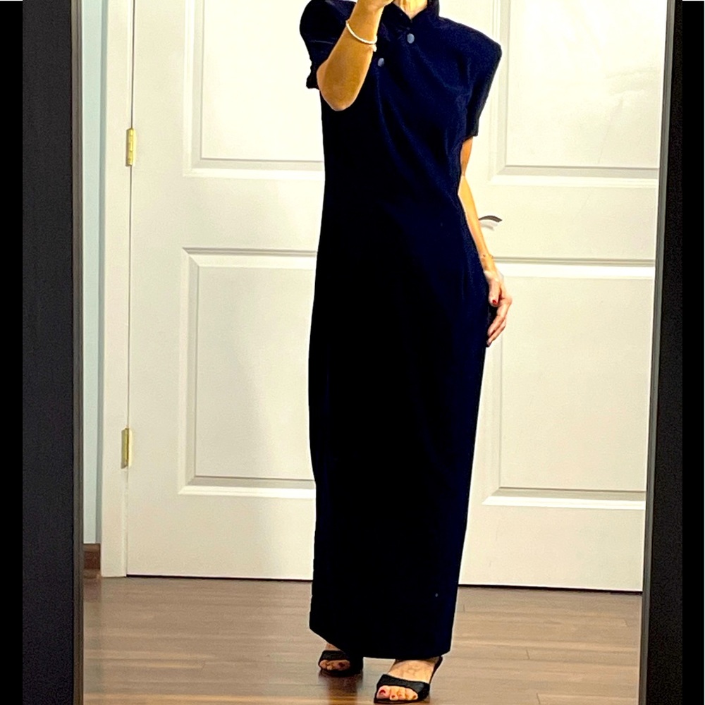 Maggy London Blue/Purple Velvet Chinese Dress size 6 - Picture 3 of 13